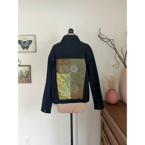 Vintage Agapo Black Denim Patchwork Boho‎ Jacket